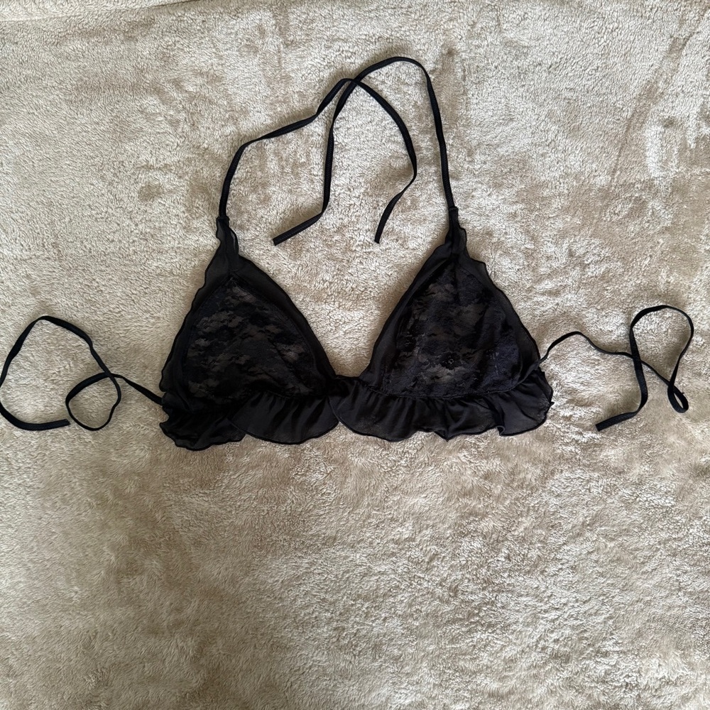 Rene rofe Elegant Black Lace Bralette Size M/L